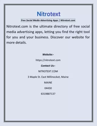 Free Social Media Advertising Apps  Nitrotext