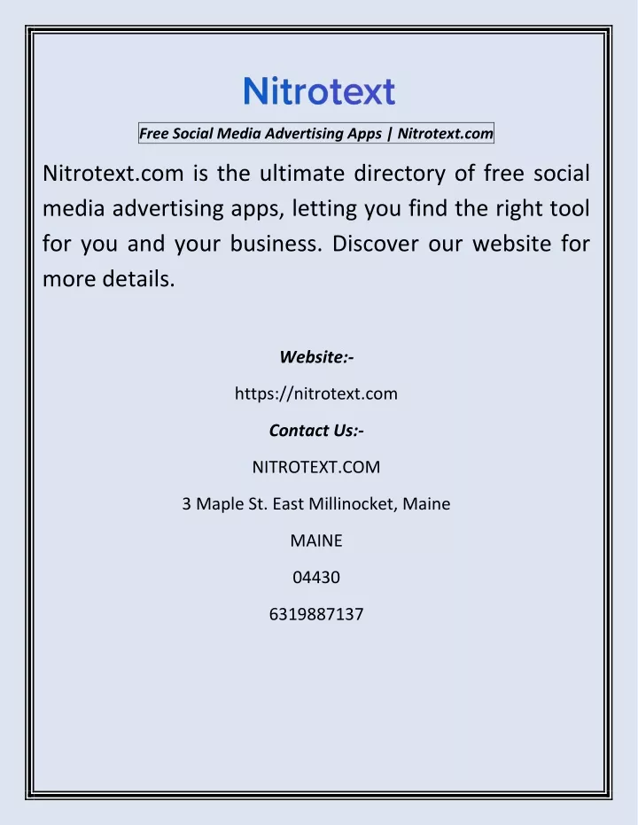 free social media advertising apps nitrotext com