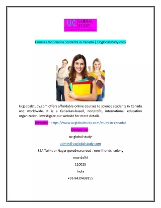 Courses for Science Students in Canada  Ucglobalstudycom