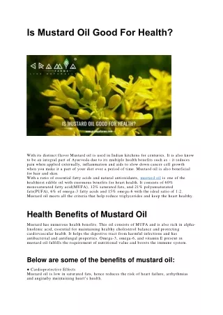 Is Mustard Oil Good For Health