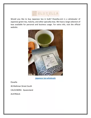 Japanese Tea Wholesale Eluxella.com