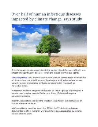 Over half of human infectious diseases impacted by climate change, says study