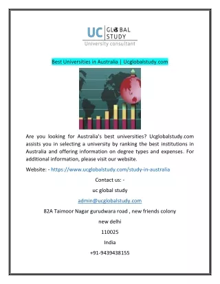 Best Universities in Australia  Ucglobalstudycom