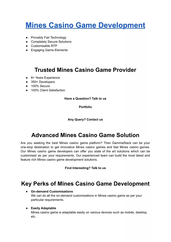 mines casino game development