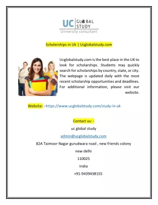 Scholerships in Uk  Ucglobalstudycom