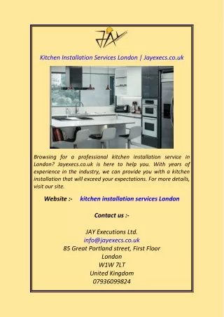 Kitchen Installation Services London Jayexecs.co.uk