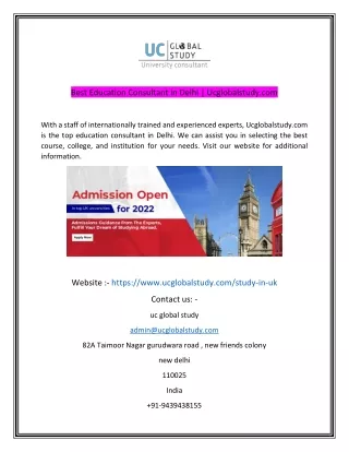 Best Education Consultant in Delhi  Ucglobalstudycom