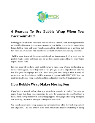 6 reasons to use bubble wrap when you pack your