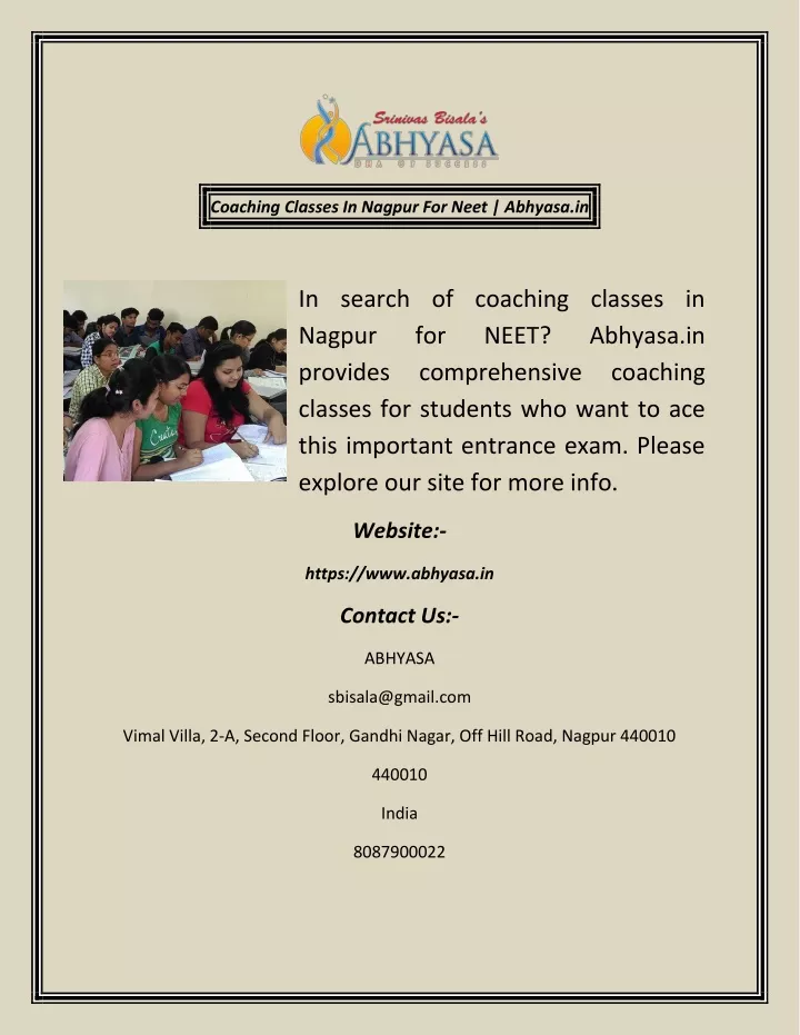 coaching classes in nagpur for neet abhyasa in