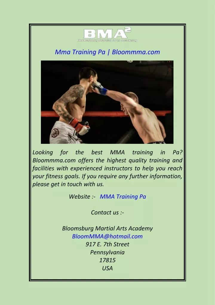 mma training pa bloommma com