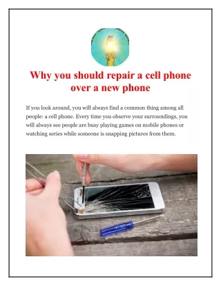 Why you should repair a cell phone over a new phone