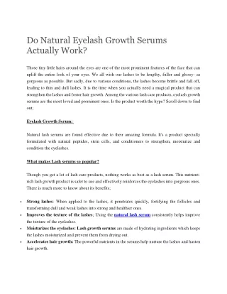 do natural eyelash growth serums actually work