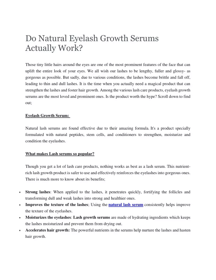 do natural eyelash growth serums actually work