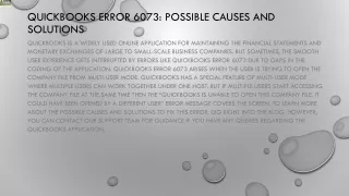 quickbooks error 6073 possible causes and solutions