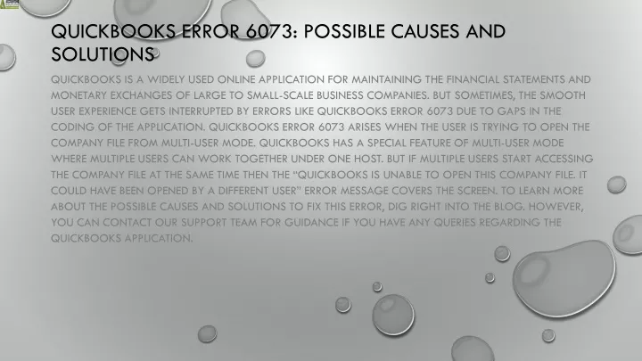 quickbooks error 6073 possible causes and solutions