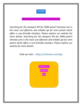 cheapest api for smm panel smmwiz com
