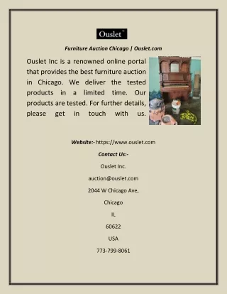 Furniture Auction Chicago  Ouslet