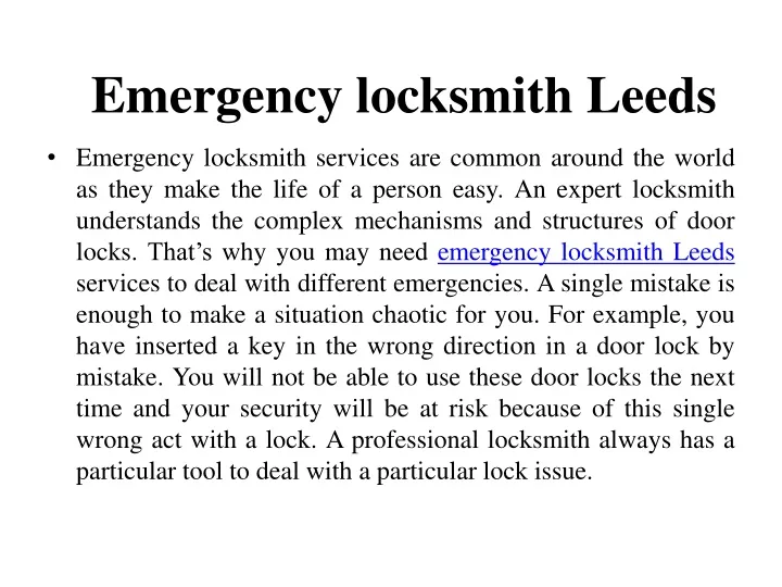 emergency locksmith leeds