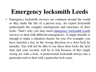 Emergency locksmith Leeds