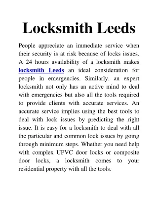 Locksmith Leeds