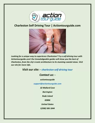 charleston self driving tour actiontourguide com