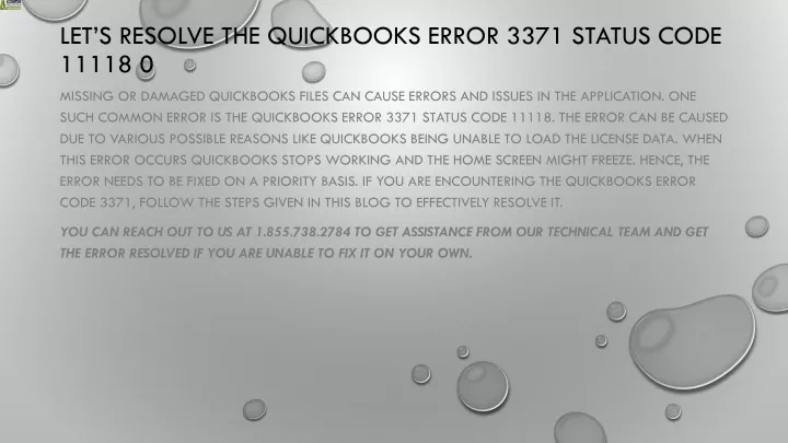 let s resolve the quickbooks error 3371 status code 11118 0