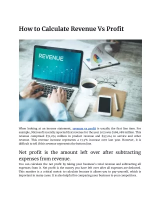 How to Calculate Revenue Vs Profit