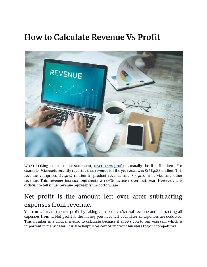 how to calculate revenue vs profit