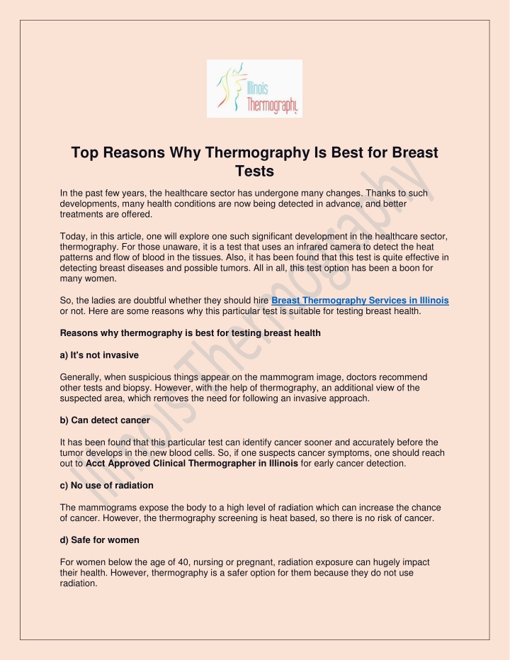 top reasons why thermography is best for breast