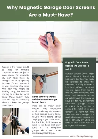 Why Magnetic Garage Door Screens Are a Must-Have?