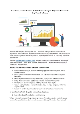 How Online Investor Relations Portal Calls for a Change – A Dynamic Approach to Keep Yourself Informed