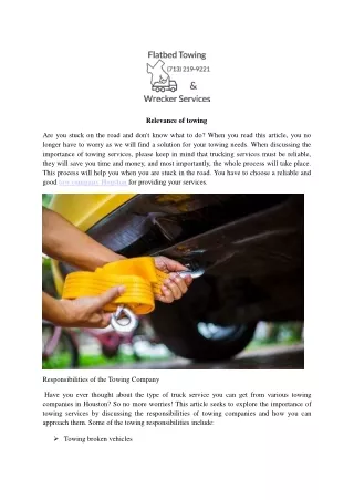 Relevance of towing