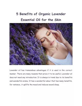 5 Benefits of Organic Lavender Essential Oil for the Skin