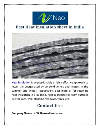 Best Heat Insulation sheet in India