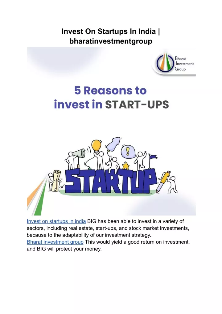 invest on startups in india bharatinvestmentgroup