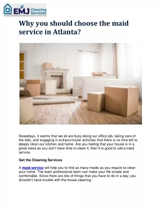 Why you should choose the maid service in Atlanta?