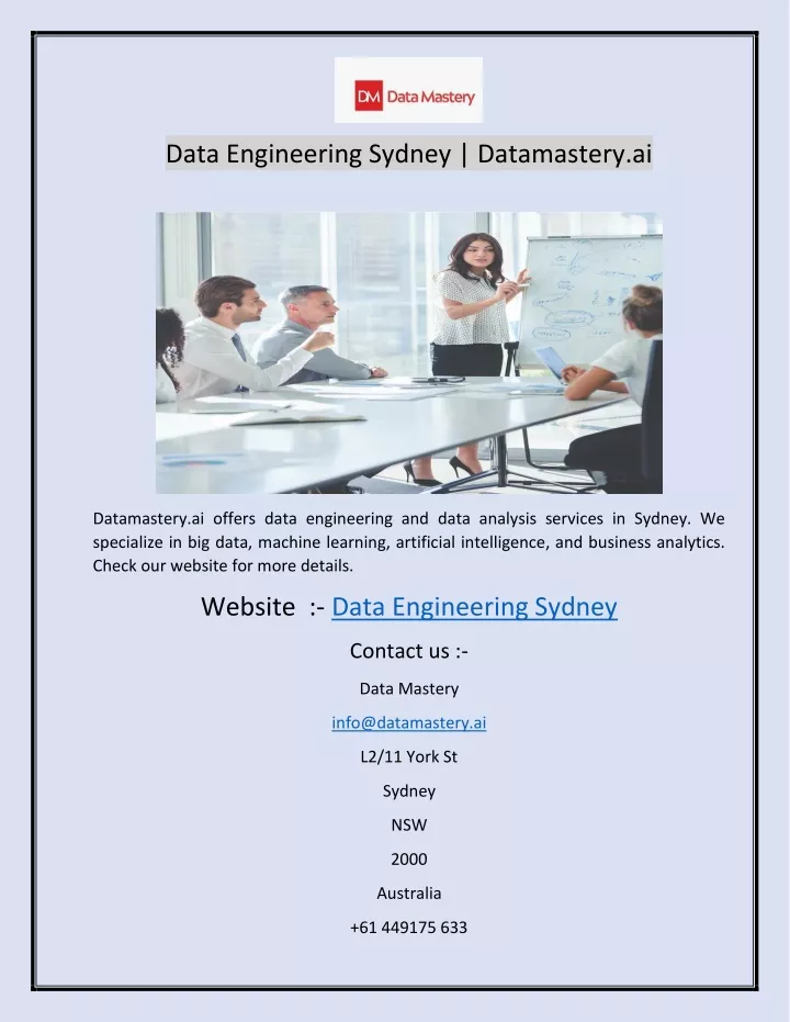 data engineering sydney datamastery ai