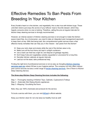 Effective Remedies To Ban Pests From Breeding In Your Kitchen