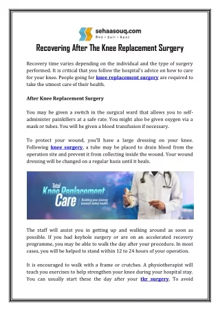 Recovering After The Knee Replacement Surgery