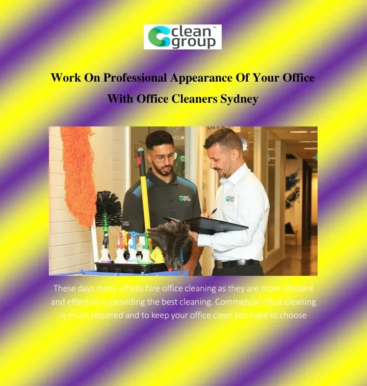 work on professional appearance of your office with office cleaners sydney