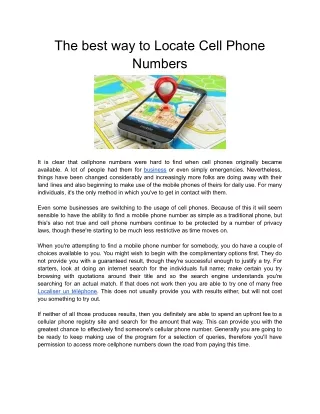 the best way to locate cell phone numbers