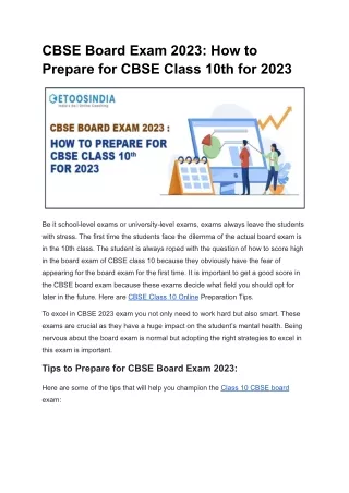 CBSE Board Exam 2023_ How to Prepare for CBSE Class 10th for 2023