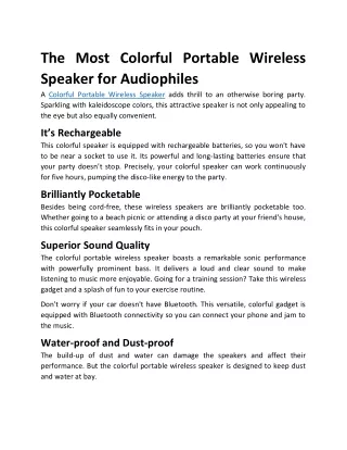 the most colorful portable wireless speaker