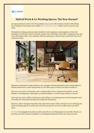 Hybrid Work & Co-Working Spaces: The New Normal?