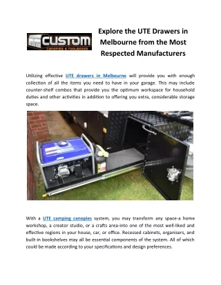 Explore the UTE Drawers in Melbourne from the Most Respected Manufacturers