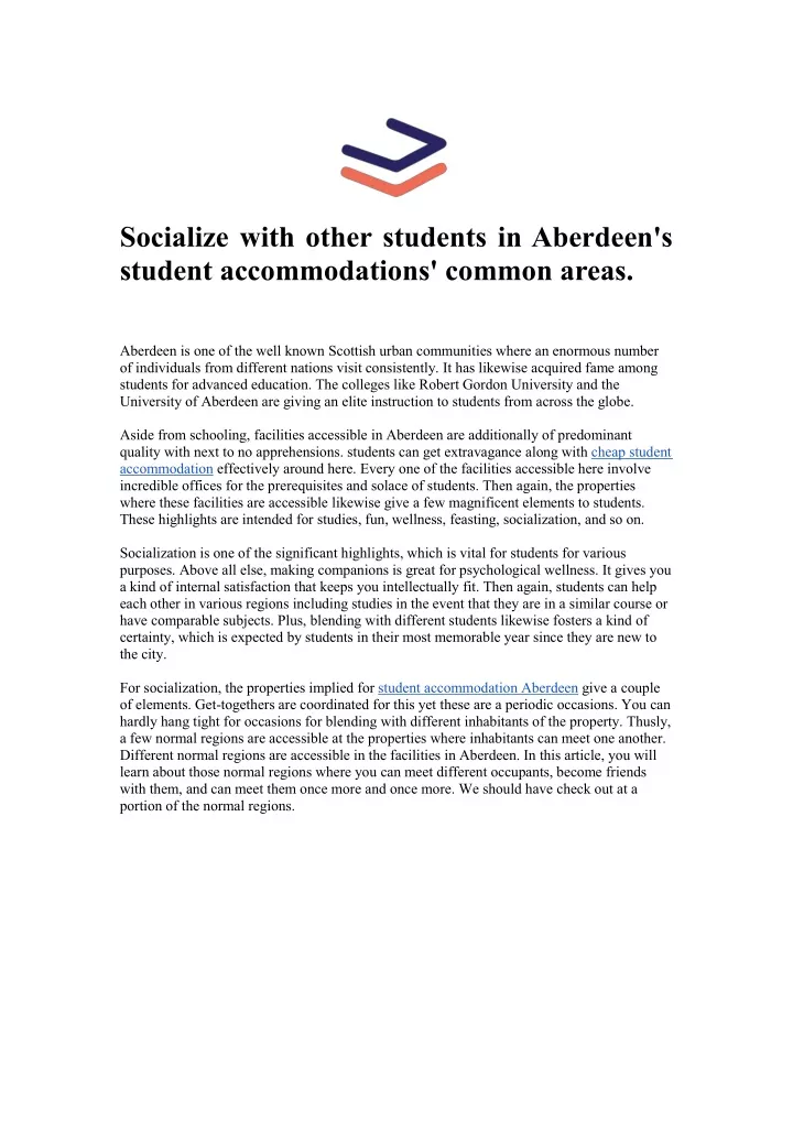 socialize with other students in aberdeen