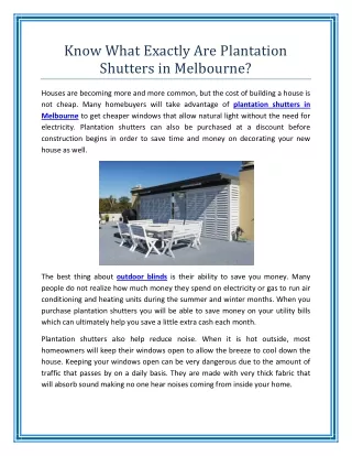 Know What Exactly Are Plantation Shutters in Melbourne