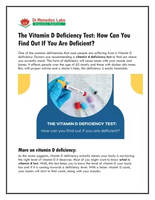 The Vitamin D Deficiency Test: How Can You Find Out If You Are Deficient?
