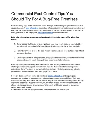 Commercial Pest Control Tips You Should Try For A Bug-Free Premises