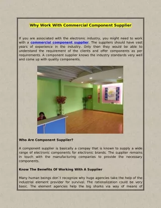 why work with commercial component supplier
